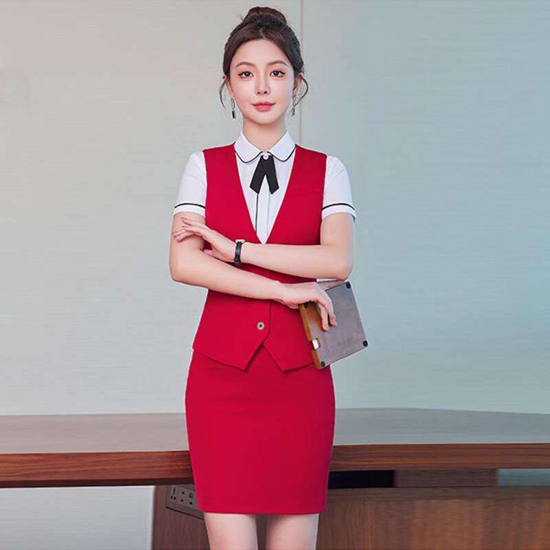 Women s Professional Vest & Short-Sleeve Shirt Uniform Set 3XL
