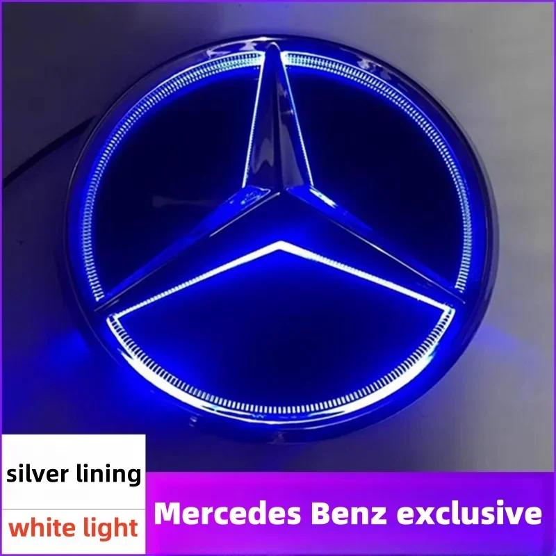 Bilklistremerke Varmt 2026 Nytt For Benz Stjernelogo til Frontgrill for Bil Hvit, Blå og LED-belyst Logo for Mercedes Benz W20