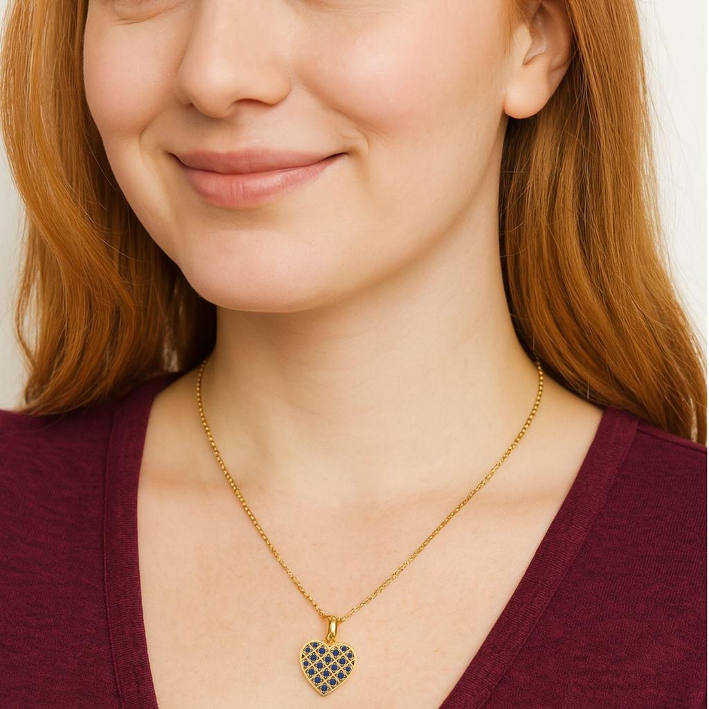 Blue Sapphire Heart Pendant - 925 Sterling Silver