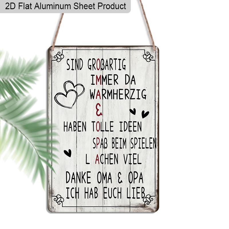 

2D Flat 1pc Vintage German Aluminium Wall Art Sign 8x12 Aluminium Rustic Home Decor Heartwarming Family 20*30cm