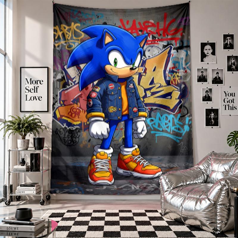 Wall TapestrySonic the Hedgehog Art Hanging Cloth Decorative Background Cover for Room Decoration