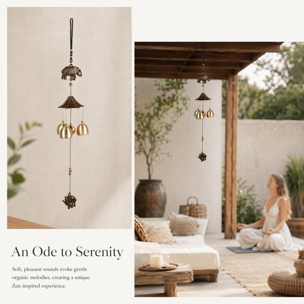 Elephant Metal Elephant Wind Chimes Gold Window Hanging Wind Chimes Indoor Room Styling