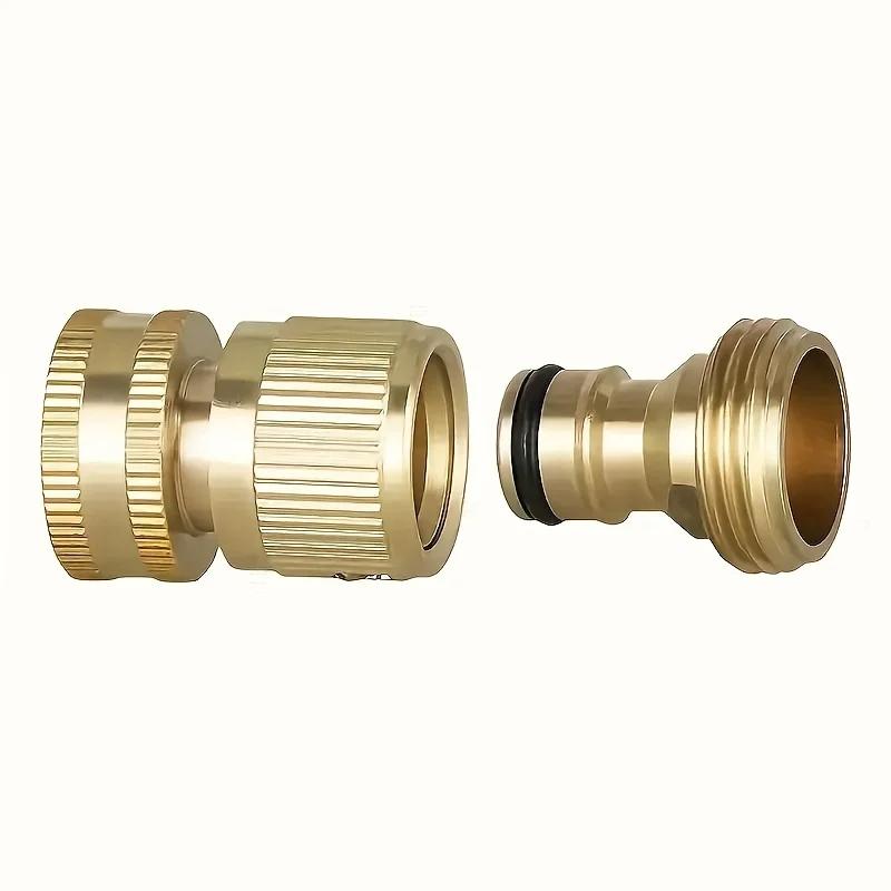 

2-PCS Leak-Proof Brass Quick Connect Kit 3/4 BS Male & Female Threads Battery-Free Garden Hose for Lawn Gardening 3/4