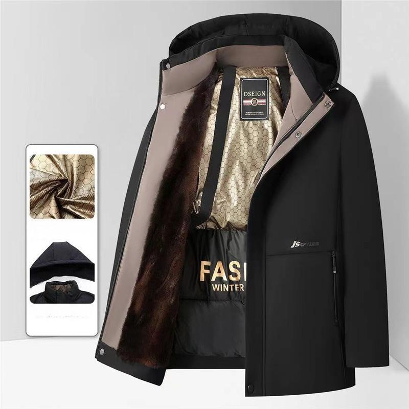 Down Cotton-padded Jacket Men's Mid-length Cotton-padded Jacket Winter Casual Cotton-padded Jacket Thickened Warm Jacket Men's Top