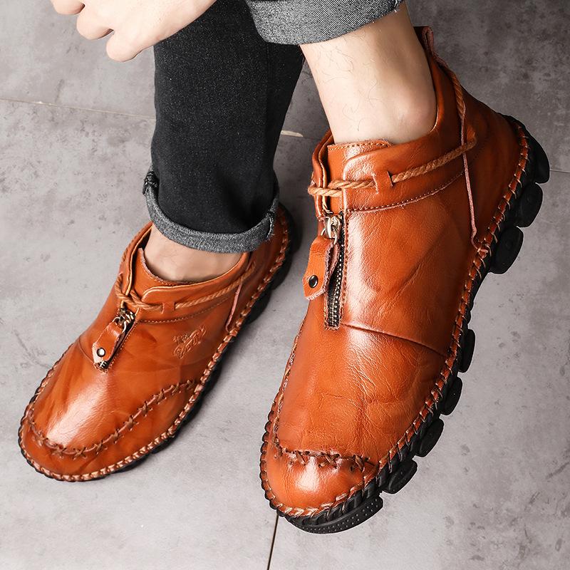 865 handmade sole single boots soft sole short boots men's shoes retro dad boots ethnic style shoes