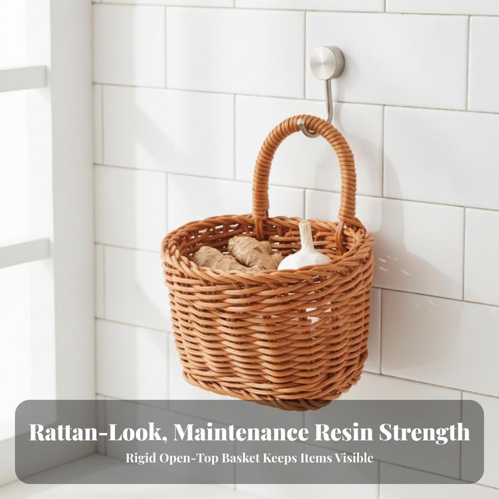 Wall Hanging Basket with Handle Open-Top Storage Container Sturdy for Dorm Rooms