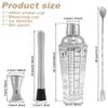 Stainless Steel Cocktail Shaker Kit Leakproof Cocktail Mixer with Measuring Cup Mixing Spoon Muddler Bartender Bartending Tools