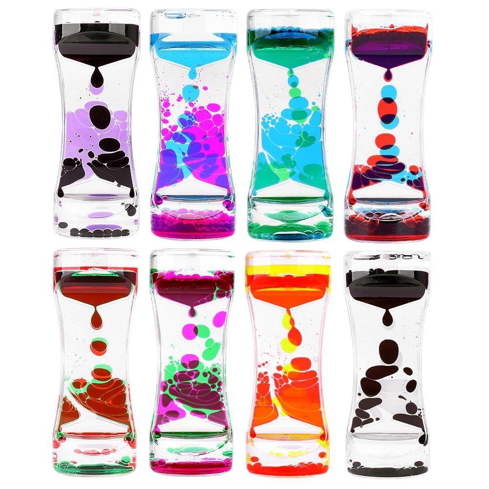 Double Colors Oil Hourglass Timer Creative Movement Sensory Toys Oil Hourglass Kids Toy