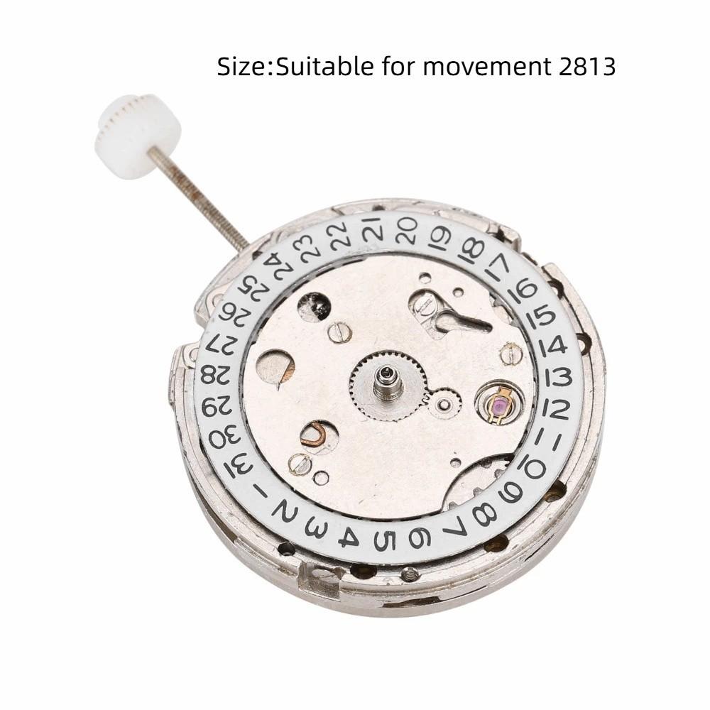 Three hands Mechanical Core White tone Watch Part for 2813 movement Movement replacement