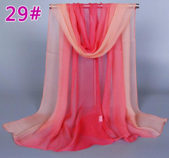 Lady Fashion Voile Girls Scarves Chiffon Scarf Women High Quality Gradual Color Women Silk Scarf  Popular Scarves Wrap shawl