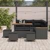 Garden Sofa Set with Cushions and Storage Black Poly Rattan