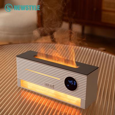 Fireplace Flame Humidifier 7 Colour Lights Essential Oil Aroma Diffuser Clock Air Humidifier Quiet Work Wireless Remote Control