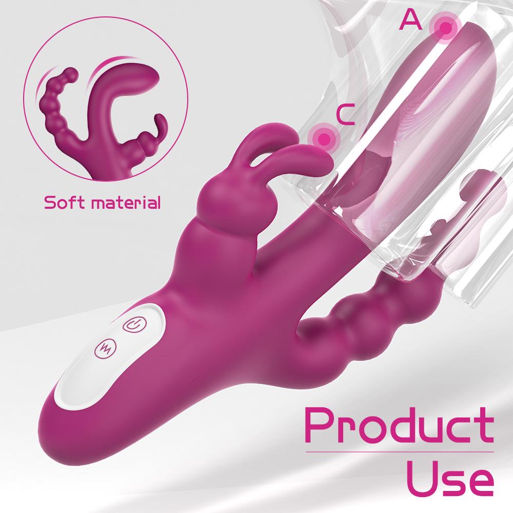 Adult Supplies Women's Powerful Vibrator 3 in 1 Butt Plug Clitoris Stimulator G Spot Anal Beads Female Masturbation Sex Toys
