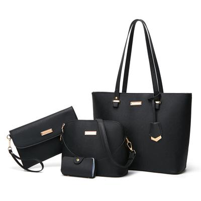 Conjunto de 4 bolsas femininas de couro sintético macio, novas bolsas de ombro, simples, de grande capacidade, para mulheres