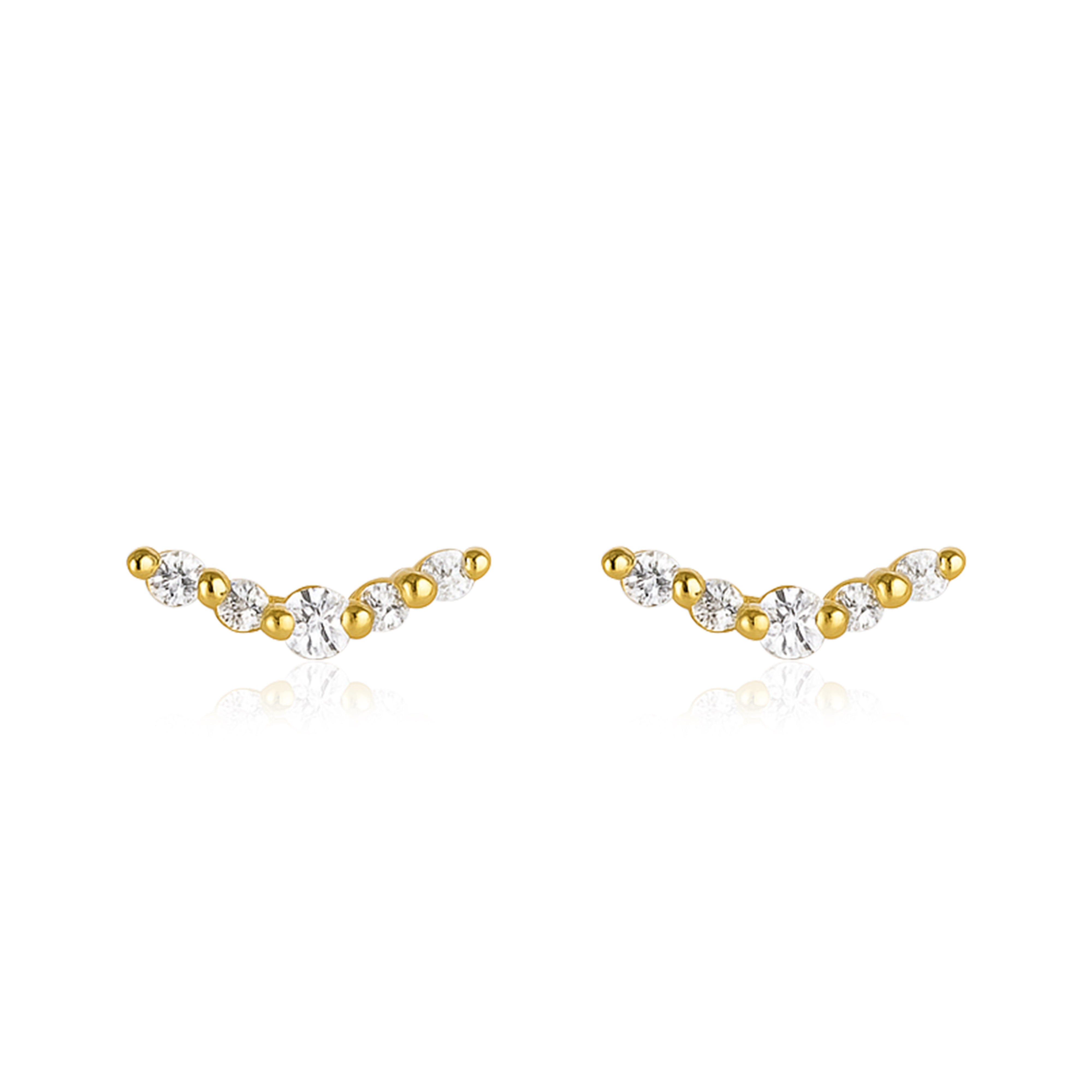 

V-Shape Cluster Stud Earrings - Sterling Silver Gold Plated