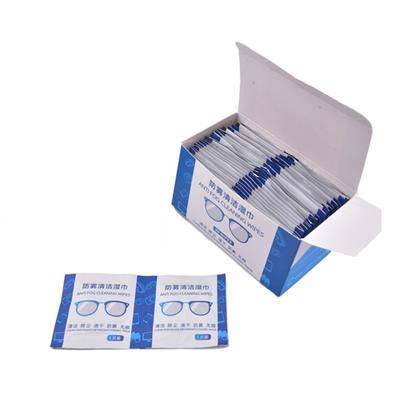 50 adet anti-sis gözlük için mendil önceden nemlendirilmiş buğu önleyici Lens tek tek sarılmış tek kullanımlık buğu çözücü gözlük mendilleri