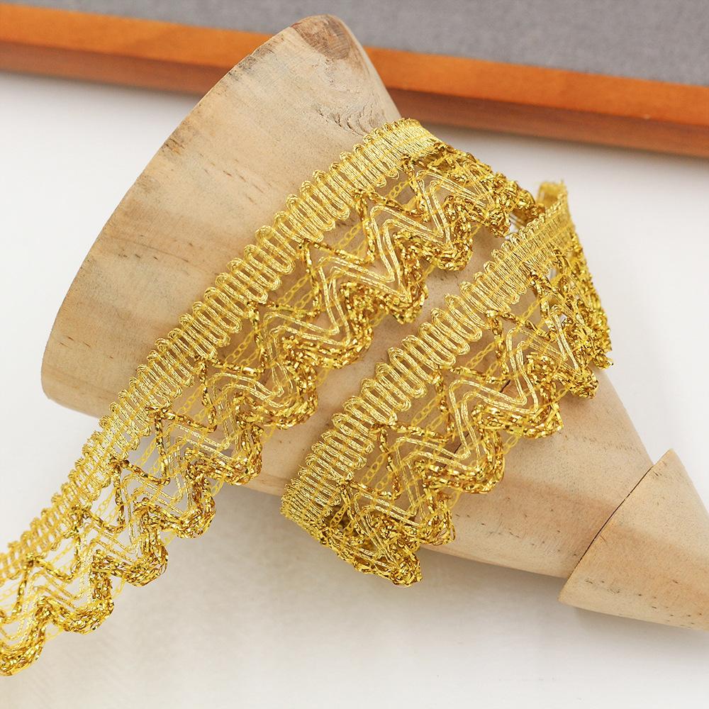 10yard GoldSilver Thread Hollow Wave Lace Ribbon Glitter Metallic lace Trim Border Clothes Curtain Decorative Edge lace trimming