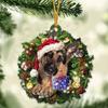 Christmas Acrylic Puppy Wreath Hanging Ornament for Children's Festival Gift