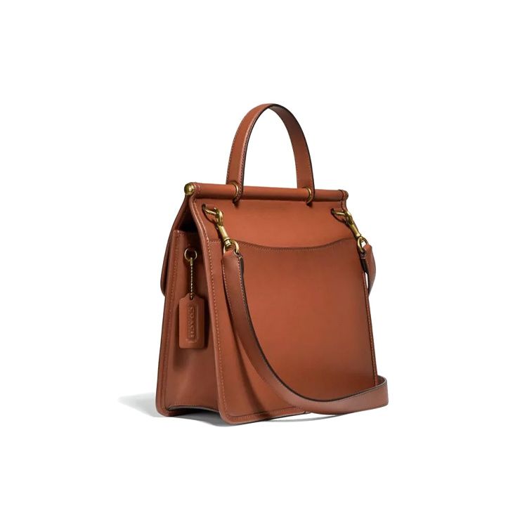 Coach Willis 25 Leather Top Handle Tote Shoulder Crossbody Bag Large Women Bags Distressed-Brown 5785-B4L4A