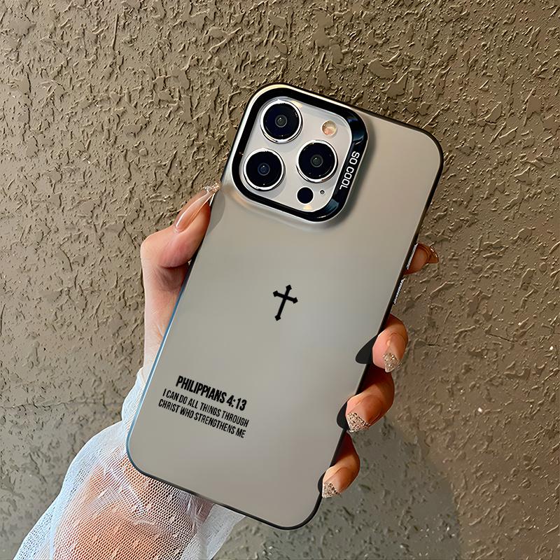 

Lucky start Cross Scripture Philippians 4:13 Christian Phone Case For iPhone 11 12 13 14 15 16 17 XS XR X 12 13 Plus Pro Max SE series iPhone 14 Plus чорний