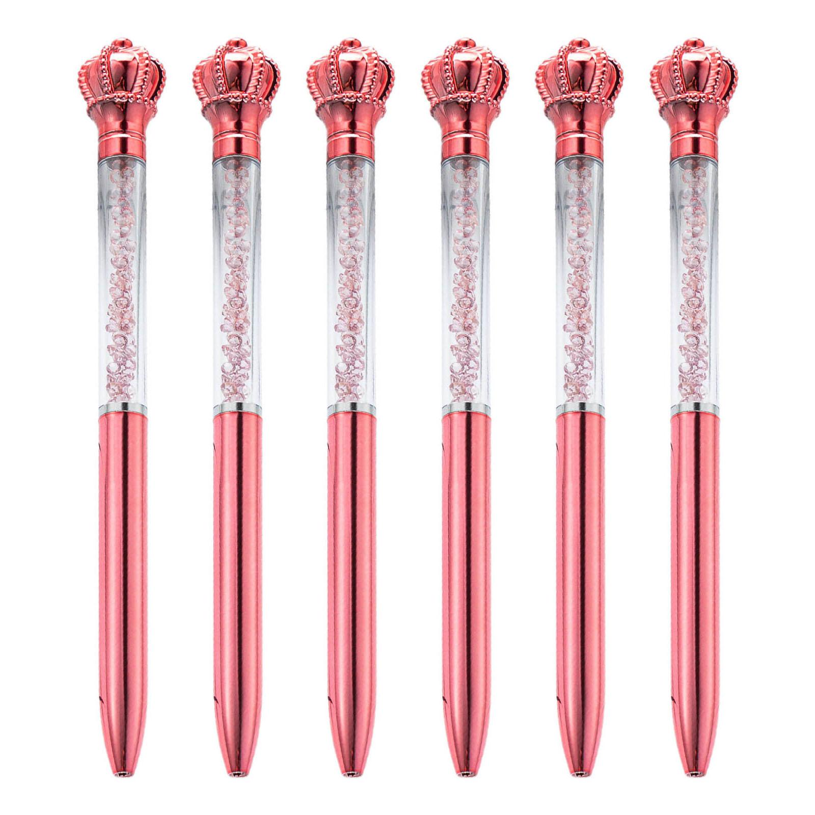 

Кулькова ручка з короною зі стразами, 6 шт. Кулькова ручка з кристалічним кришталем, ручка для підпису, гладка для запису, ручка для входу в систему для офісу червоний