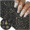 1 Blatt Gold 3D Weihnachten Nagelfolien-Aufkleber Funkelnde Schneeflocke Weihnachtsbaum Schneekugel Schneeflocken Nagel-Slider Nagelaufkleber