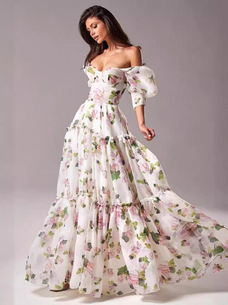 Off-the-Shoulder Organza Fairy Evening Dress