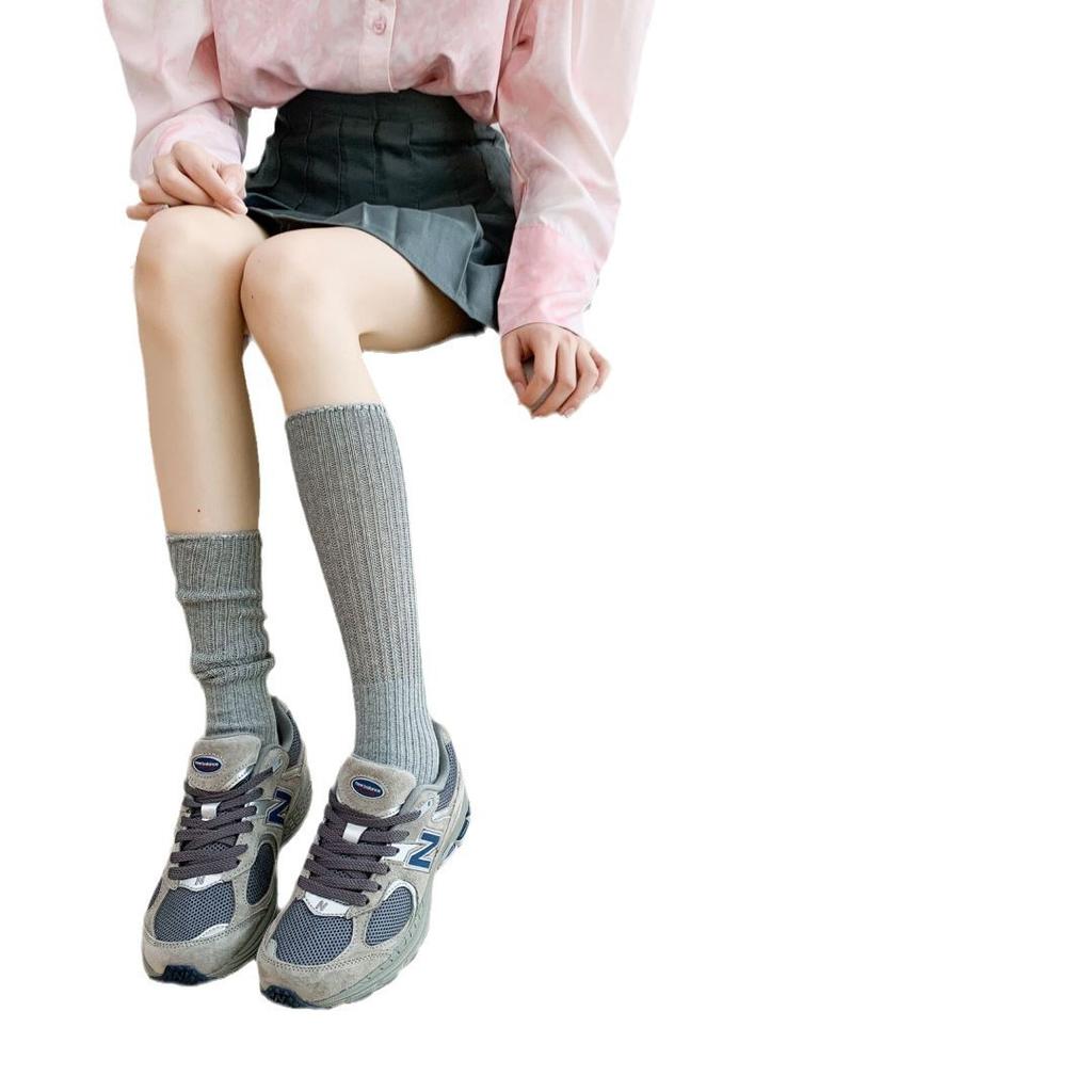 Stacked Socks, Solid Color, Thick Line Calf Socks, Summer Thin Ice Socks, Mary Jane Mid-Leg Socks, White Cotton