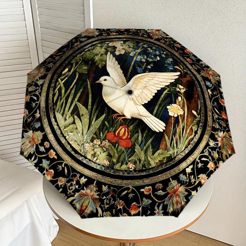 1PC bird flowers Umbrella-8-Rib Reinforced, Automatic Open, Lightweight & Durable, Cute Fashion Accessory for Outdoor-K1251