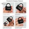 3 Digit Combination Password Lock Easy To Use Multipurpose Backpack Padlock Portable Mini Carrying Password Lock