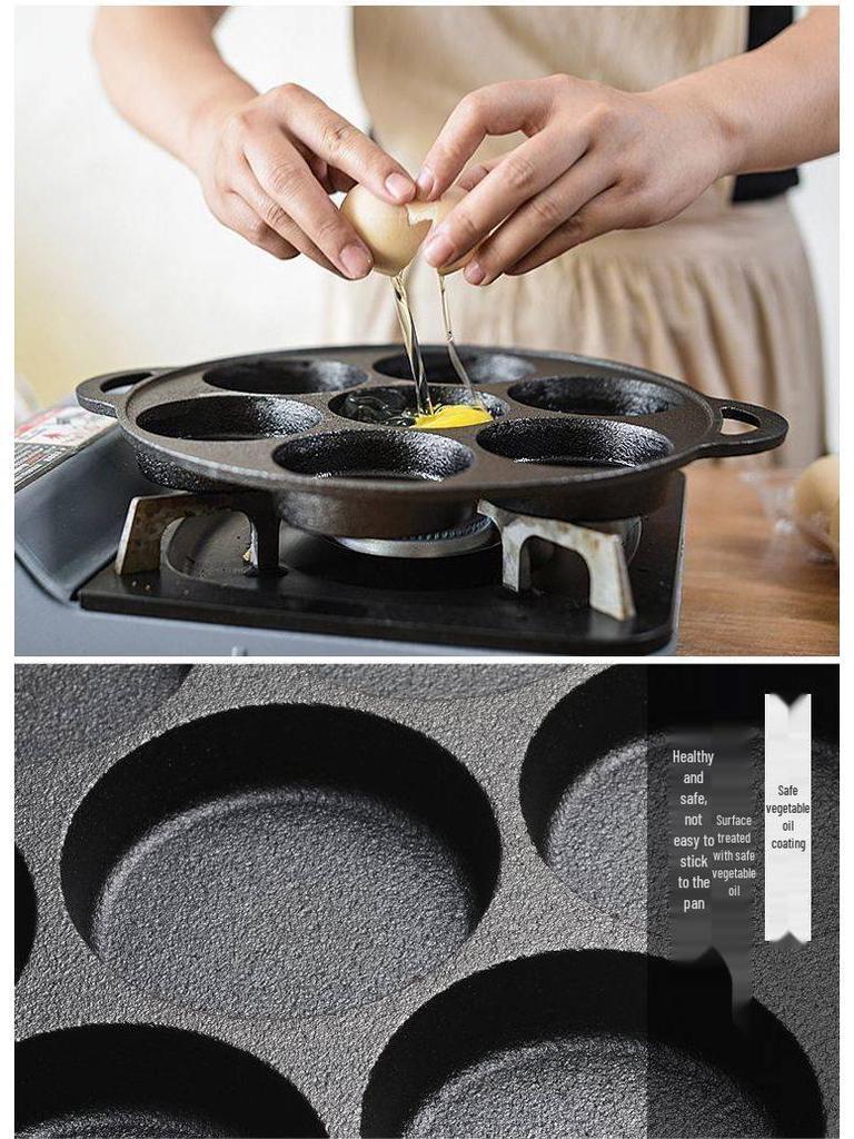 Non-Stick Cast Iron Egg Burger Mold & Dumpling Pan