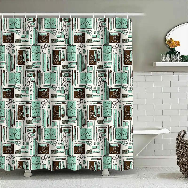 Vintage Camera Shower Curtain Artistic Photography Lover Bathroom Decor Washable Waterproof Home Textile Accessories