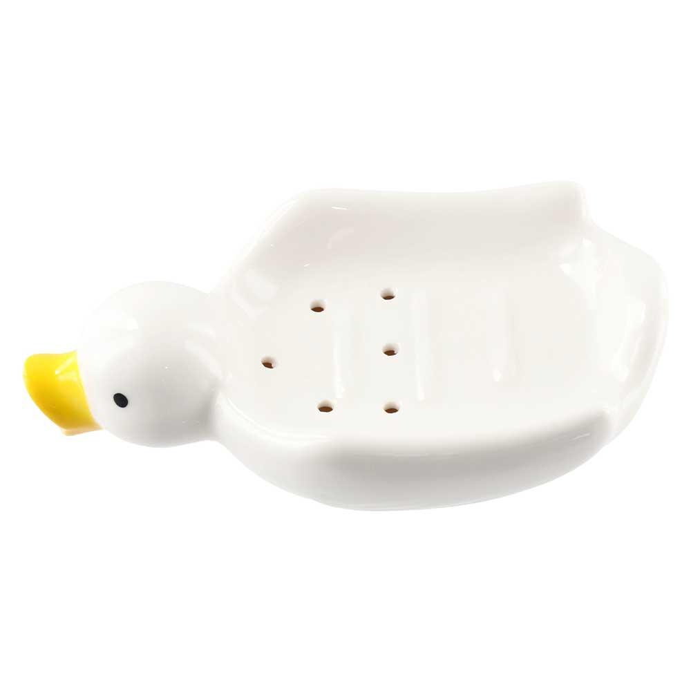 Soap Holder Ceramic Duck Shape Soap Rack Waterproof Tray Soap Dish Self Draining White Sink белый