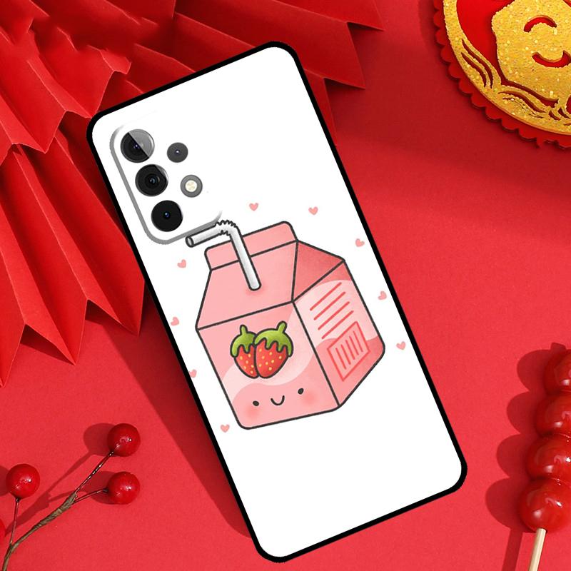 Cute Strawberry Milk Box Case For Samsung Galaxy M34 M54 M32 M52 M15 M11 M12 M13 M14 M06 M16 M36 M56 M31 M53 M35 M55