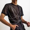 Trendige, mehrlagige Neckholder-Brustkette, modernes Herren-Körpergeschirr mit mehrlagiger Kreiskette für Party-Looks