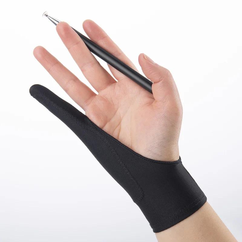Konstnärshandskar Handflatsavvisande Tvåfingershandskar för Ritpenna Skärm Papper Konst Målning Skissering IPad Grafisk Surfplatta