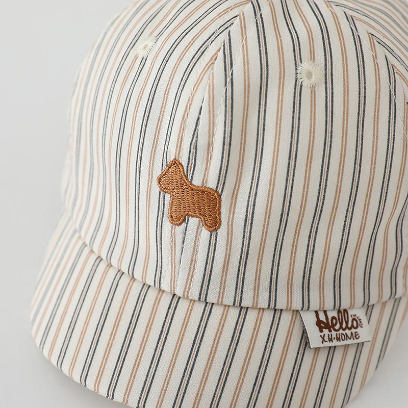 Personalized Striped Puppy Toddler Baseball Cap - Windproof Sun Protection for Spring & Fall