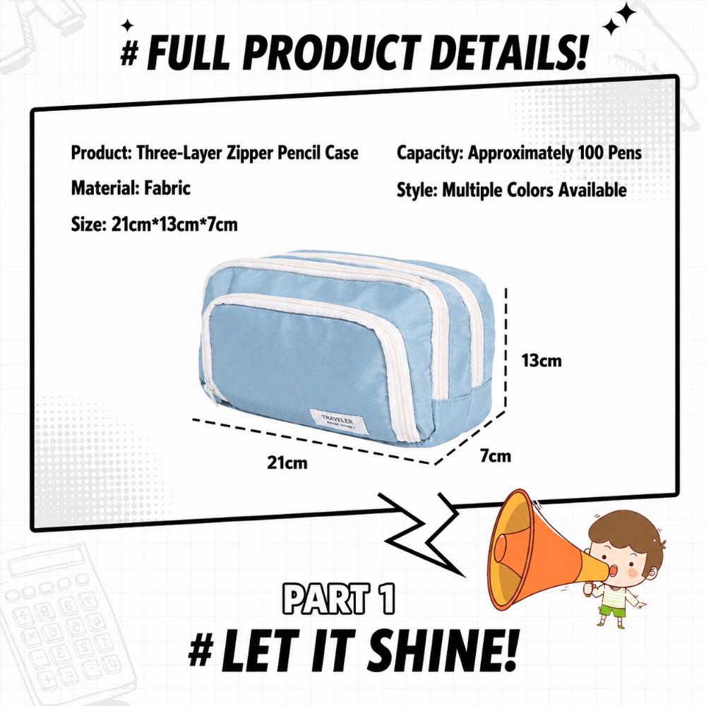 Large Capacity Pencil Case Multi Layer Compartment Stationery Box Simple Pen Case Student Supplies
