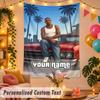 GTA Personalized Wall Tapestry Custom Name Text Polyester Hanging Decor Home Room