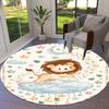 1PC Lion Cloud Non-Slip Floor Round Carpet, Office, Family, Bedroom, Large Area Rug Indoor Rugs, Durable Polyester-L0393