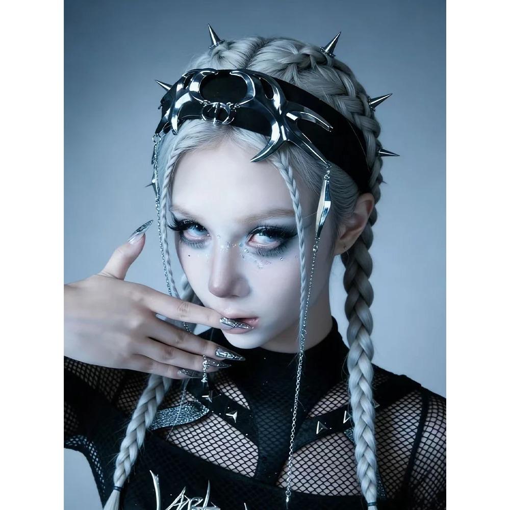 Women's Edgy Punk Jewelry Accessories Headband with Chain Detail for Fashion-Forward Streetwear Looks