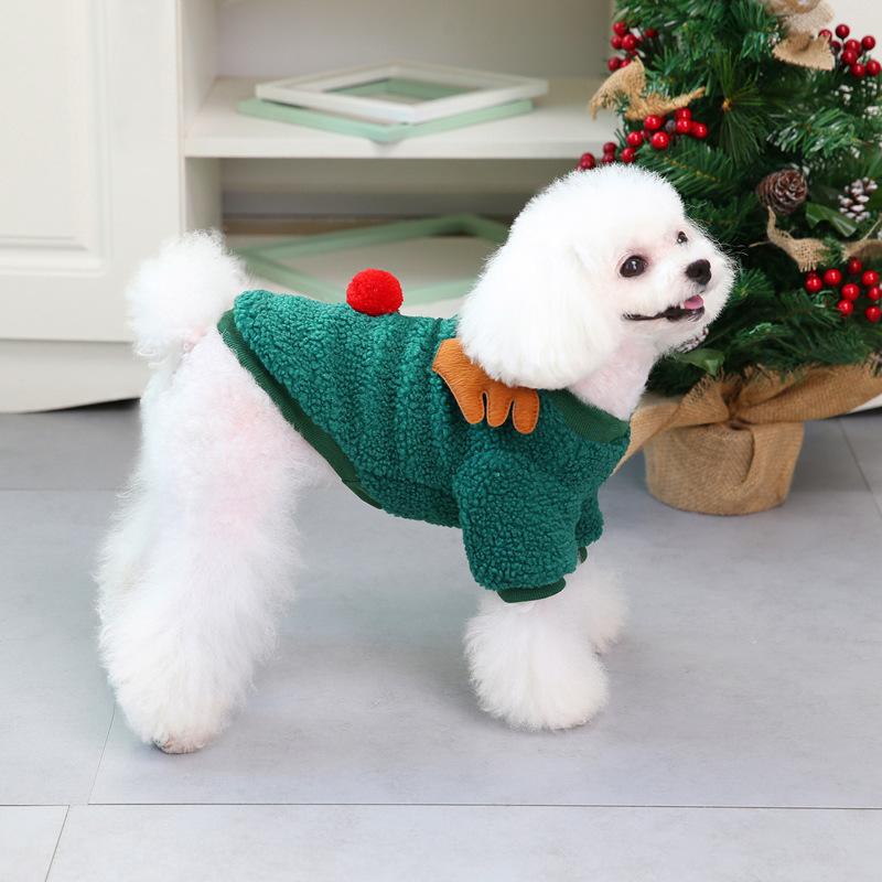 Dog Clothes Autumn and Winter Pet Clothes New Teddy Small Dog Pet Clothing Winter 21 Christmas Tree Flannel