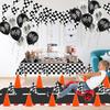 Rennwagen Party Dekorationen Karomuster Rennstrecke Banner Tischdecke Fahnen Banner Ballons für Kinder Renn-Geburtstagsparty Zubehör