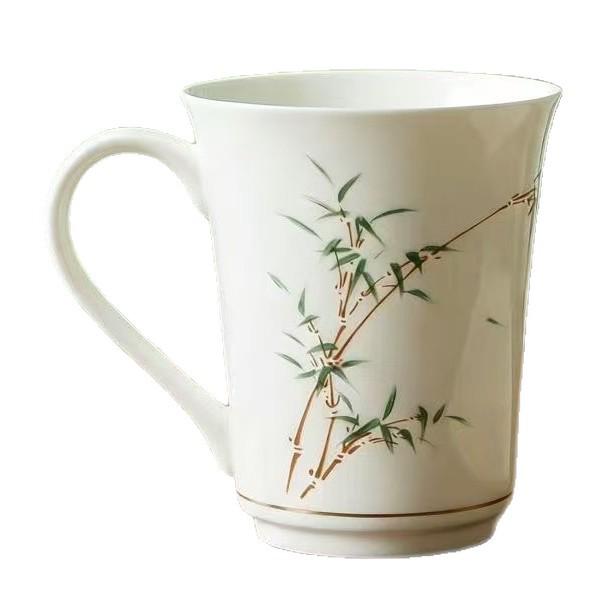 Hand-Painted Bamboo Ceramic Mug - Chinese Style Tea Cup for Home & Office