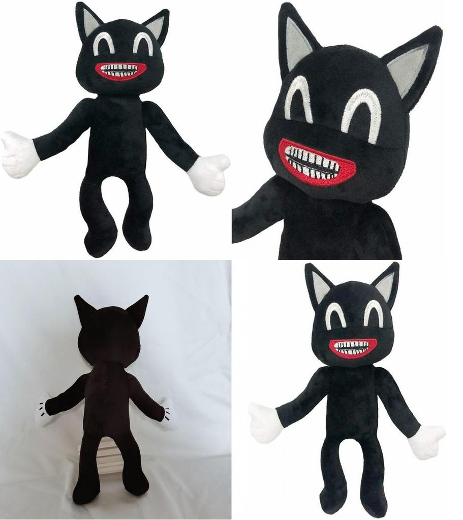 Adorable Black Cartoon Cat Plush Toy Stuffed Doll Perfect For Halloween Decorations