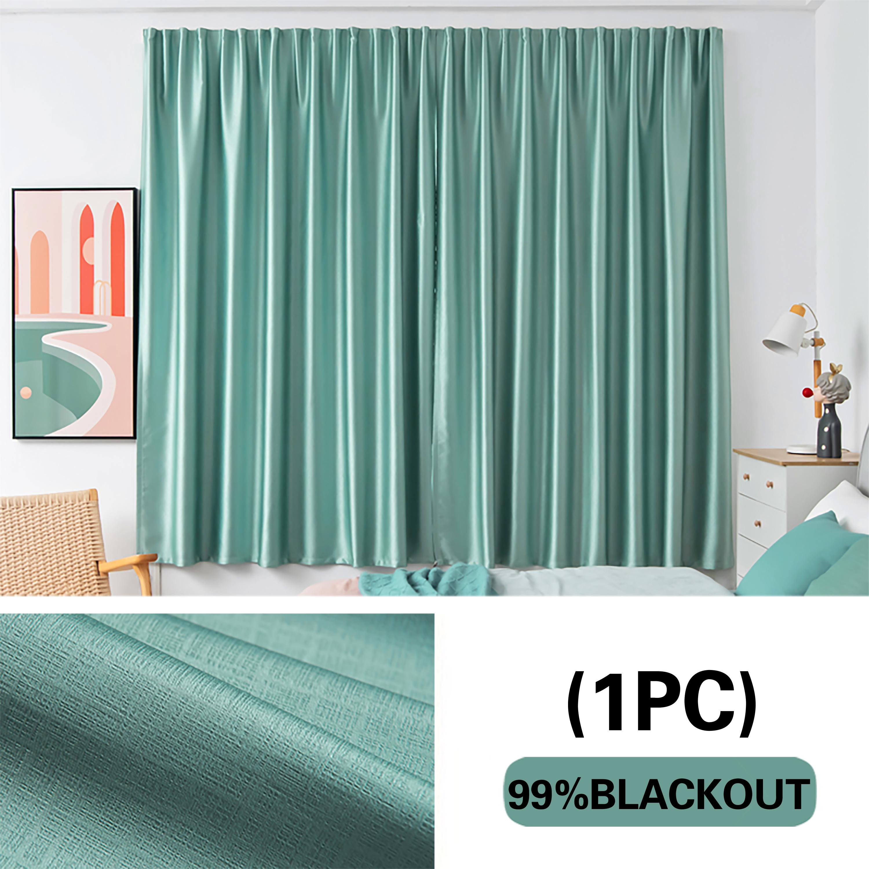 

1 piece deluxe no-punch blackout curtains, high blackout portable paste design firm, suitable for bedroom living room kitchen 100cmx120cm мятный зеленый
