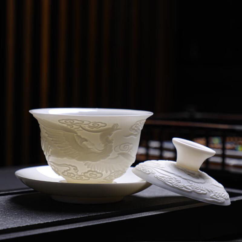 Junsheshi WA White Porcelain Covered Tea Bowl Set