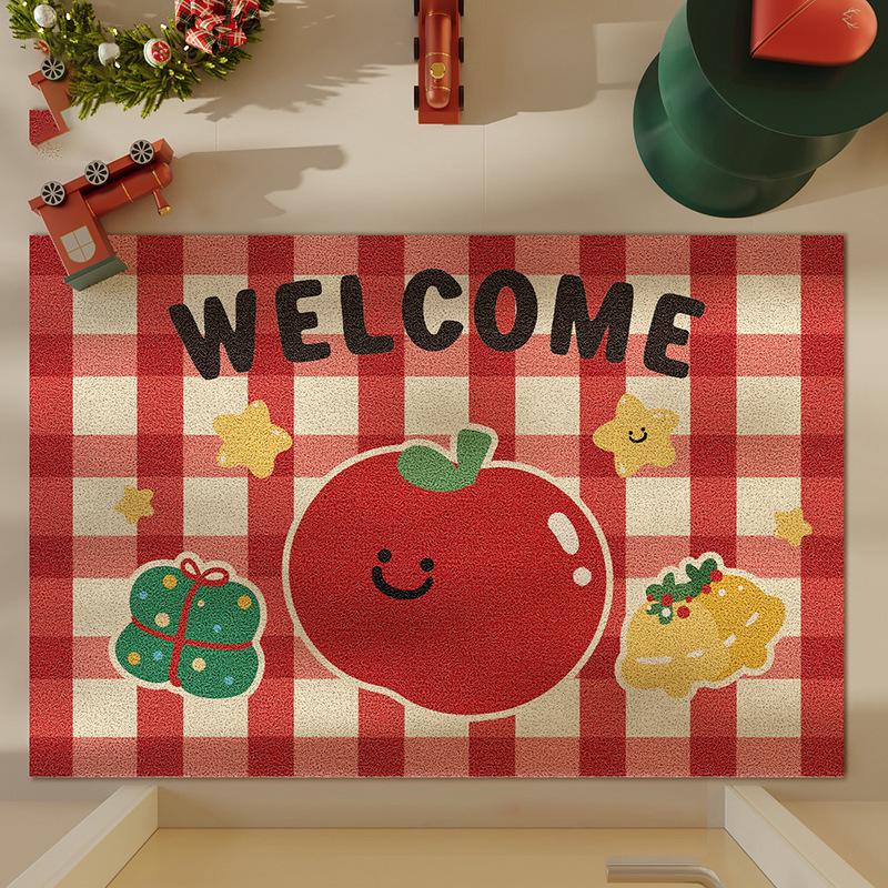 Tapete de Porta Antiderrapante com Filhote de Natal - Remove Poeira, Resistente a Manchas, Tapete de Entrada Cortável