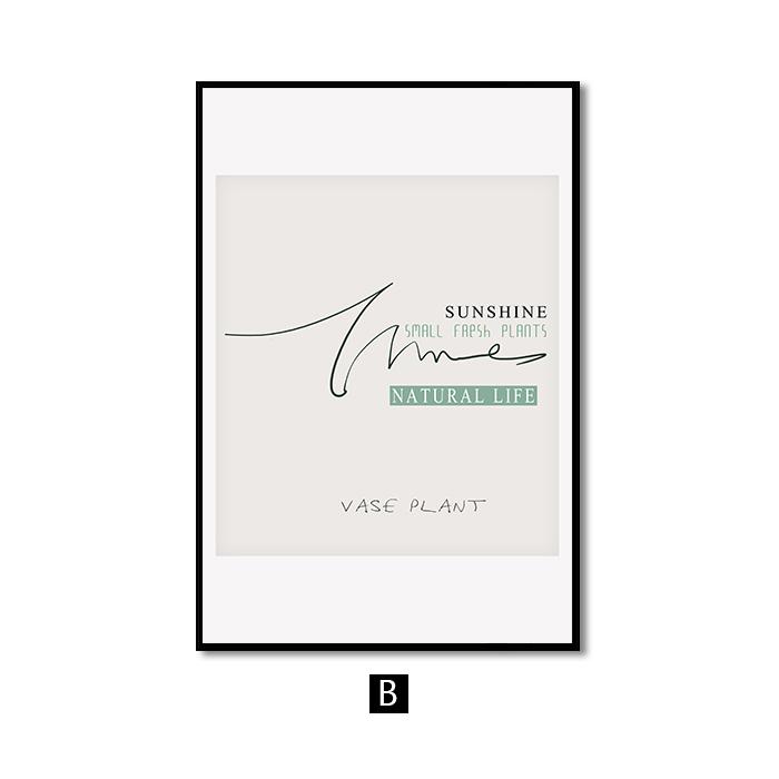 Nordic Decoration Green Plant Leaves Canvas Poster Quotes Wall Art Print Painting Decorative Pictures for Living Room Home Decor