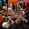 Halloween Festive Miniature Witch Broom Ornament PVC Hanging Pendant Decoration For Holiday Home Party Car Interior